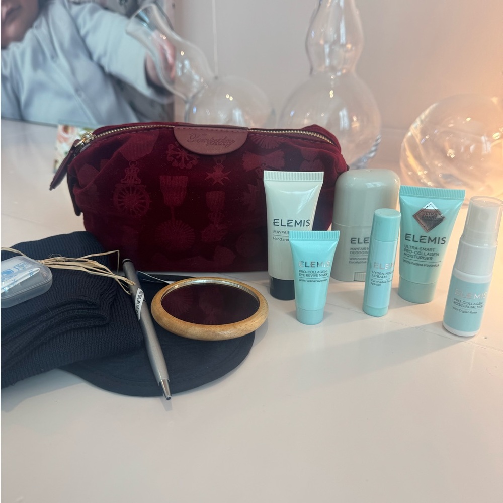 ELEMIS Skincare Set with floral Temperley London cosmetic case